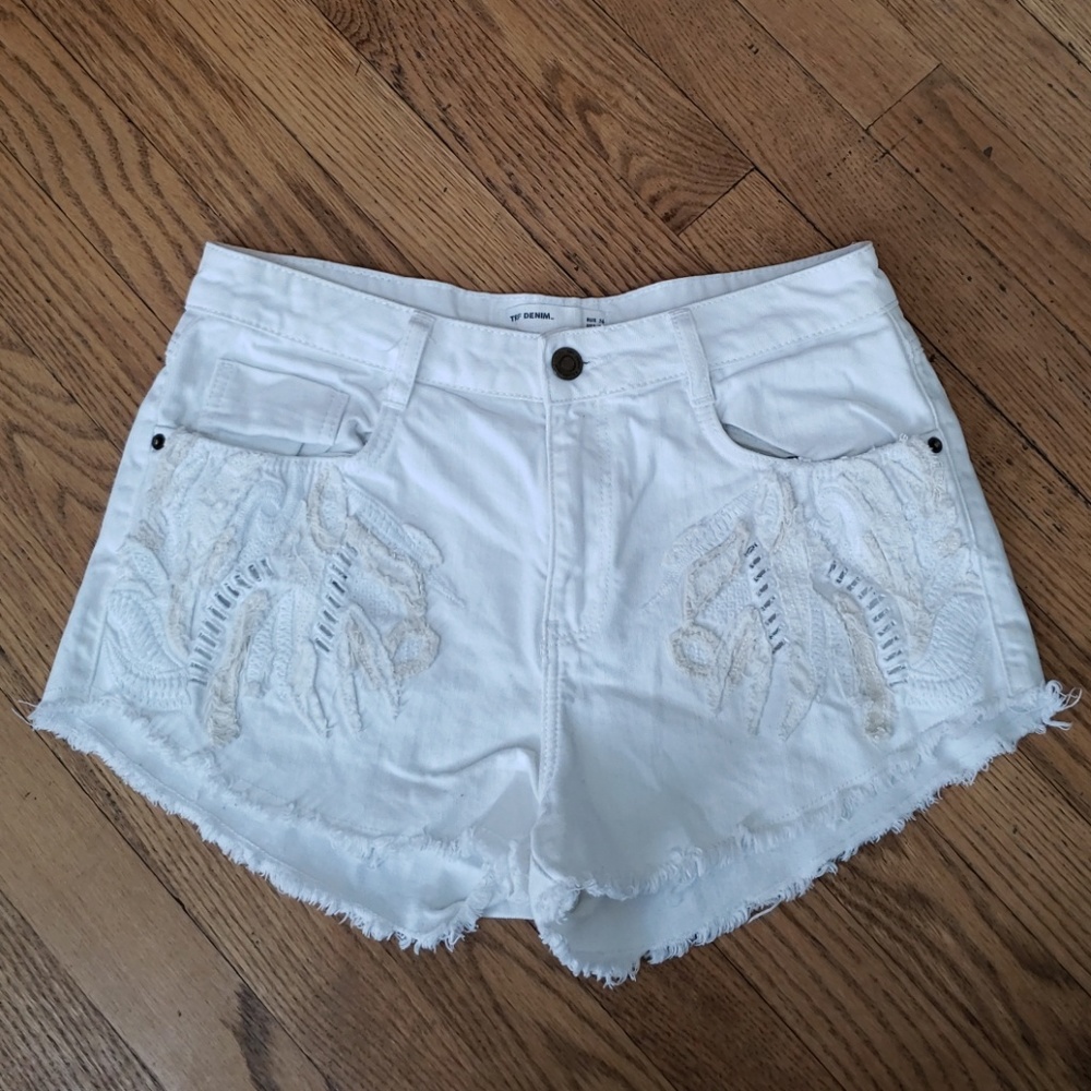 Zara Trafaluc TRF White Denim Jean Shorts